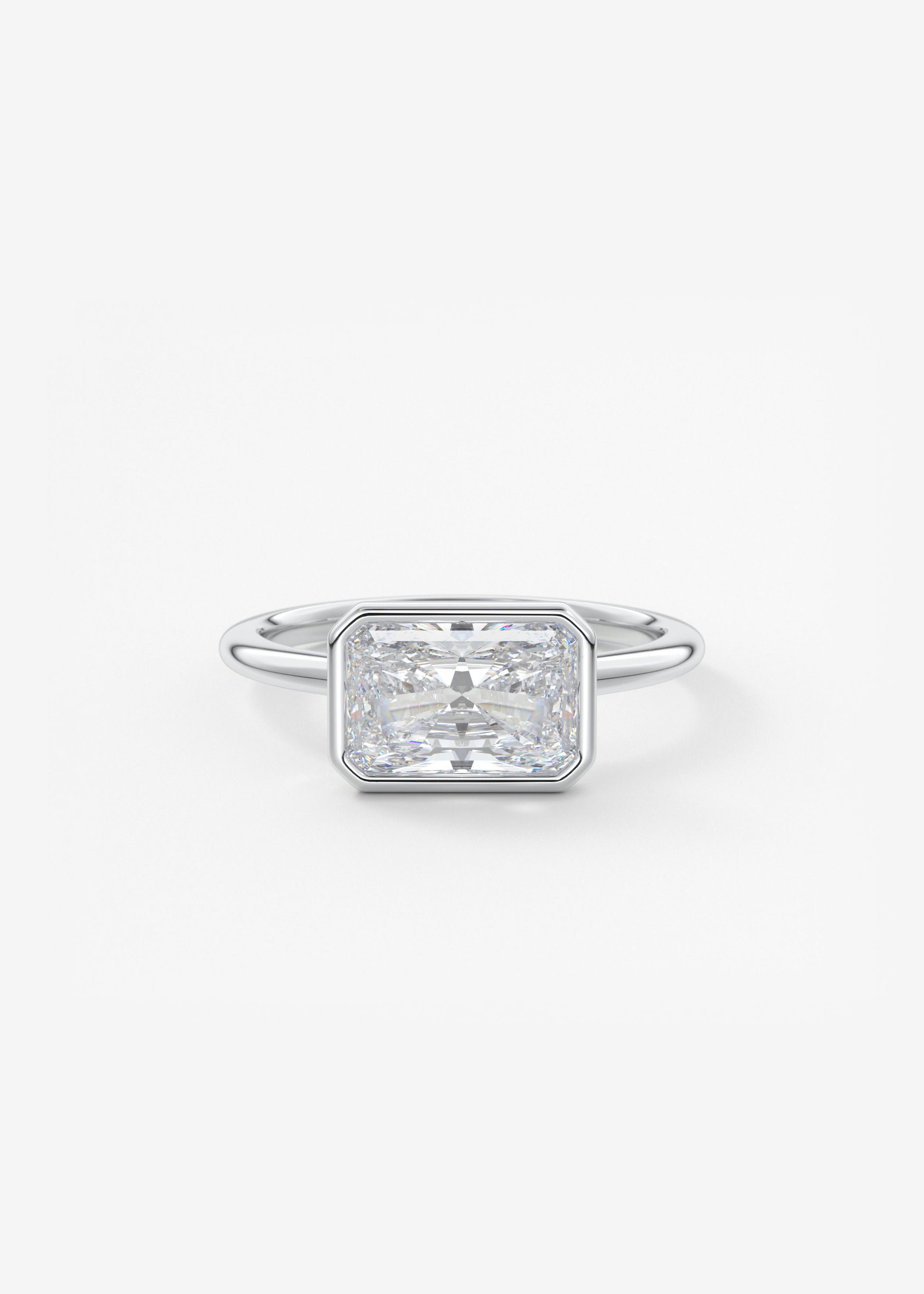 Radiant East West Bezel Lab Grown Diamond Engagement Ring