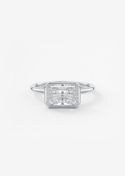 Radiant East West Bezel Lab Grown Diamond Engagement Ring