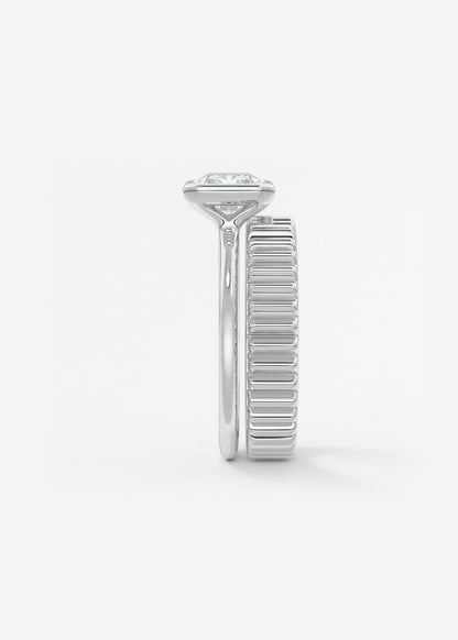 Radiant East West Bezel Lab Grown Diamond Engagement Ring
