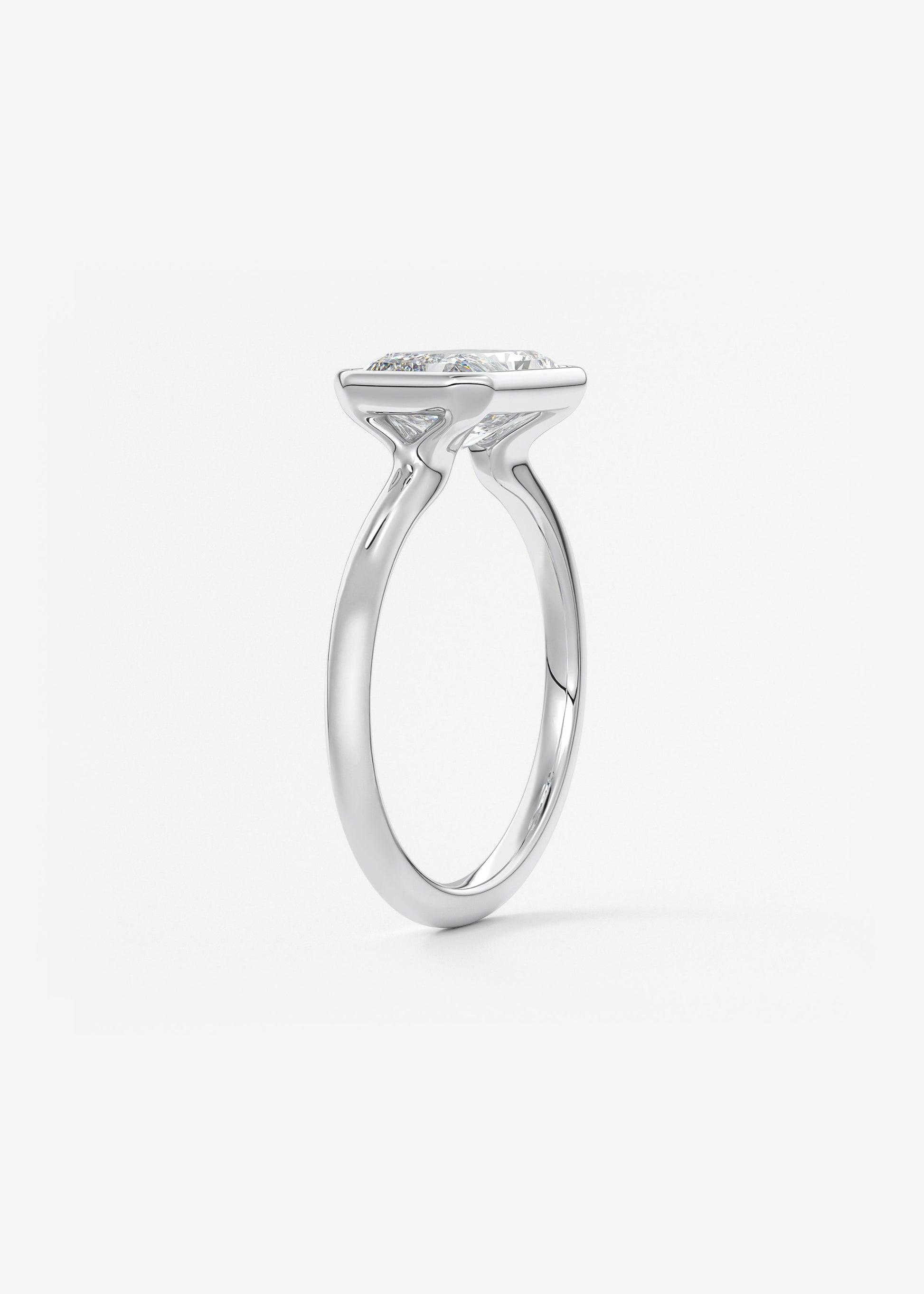 Radiant East West Bezel Lab Grown Diamond Engagement Ring