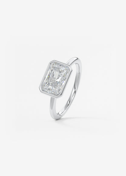 Radiant East West Bezel Lab Grown Diamond Engagement Ring