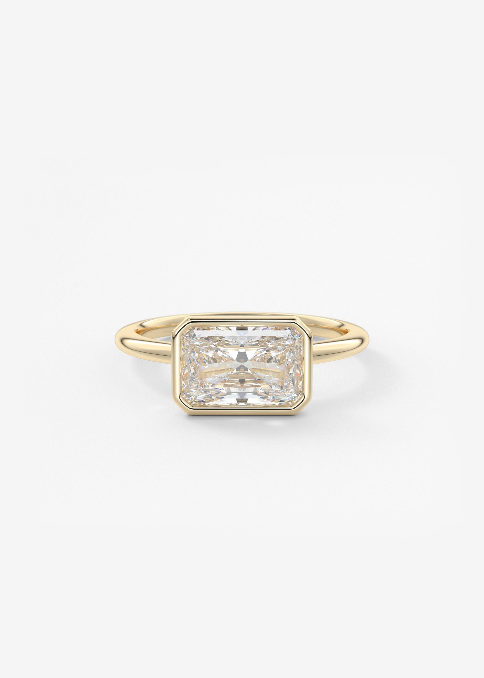 Radiant East West Bezel Lab Grown Diamond Engagement Ring