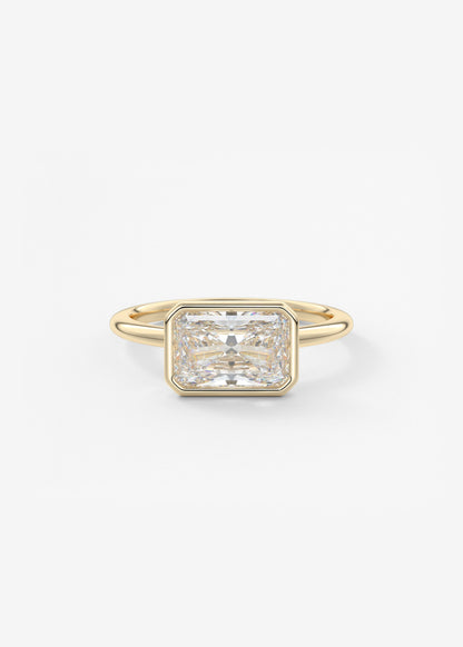 Radiant East West Bezel Lab Grown Diamond Engagement Ring