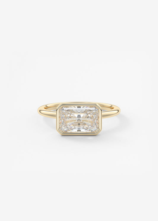 Radiant East West Bezel Lab Grown Diamond Engagement Ring