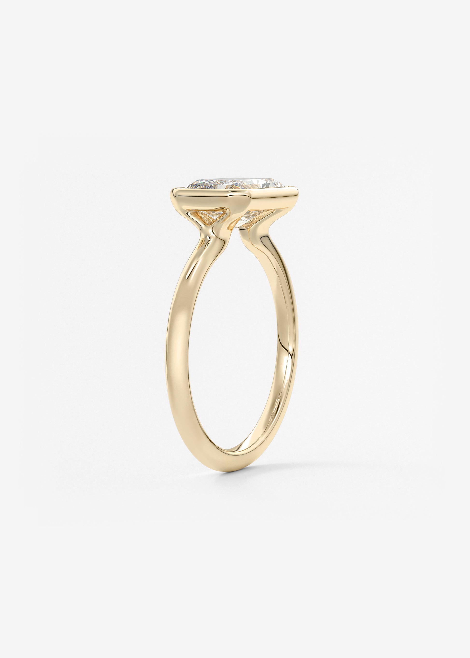 Radiant East West Bezel Lab Grown Diamond Engagement Ring