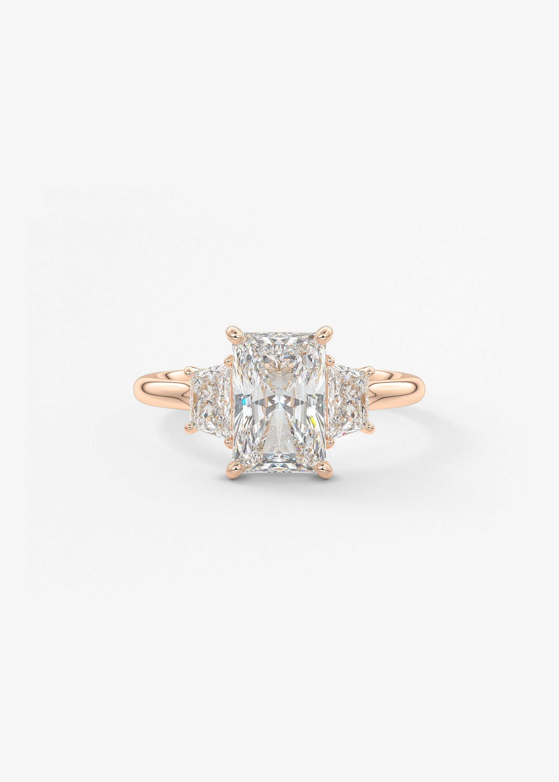 Radiant Three Stone Lab Grown Diamond Engagement Ring
