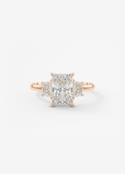 Radiant Three Stone Lab Grown Diamond Engagement Ring