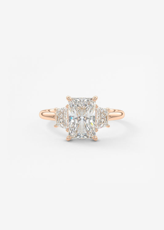 Radiant Three Stone Lab Grown Diamond Engagement Ring