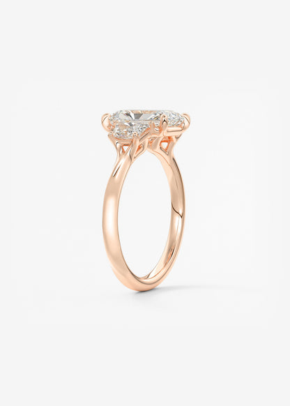 Radiant Three Stone Lab Grown Diamond Engagement Ring