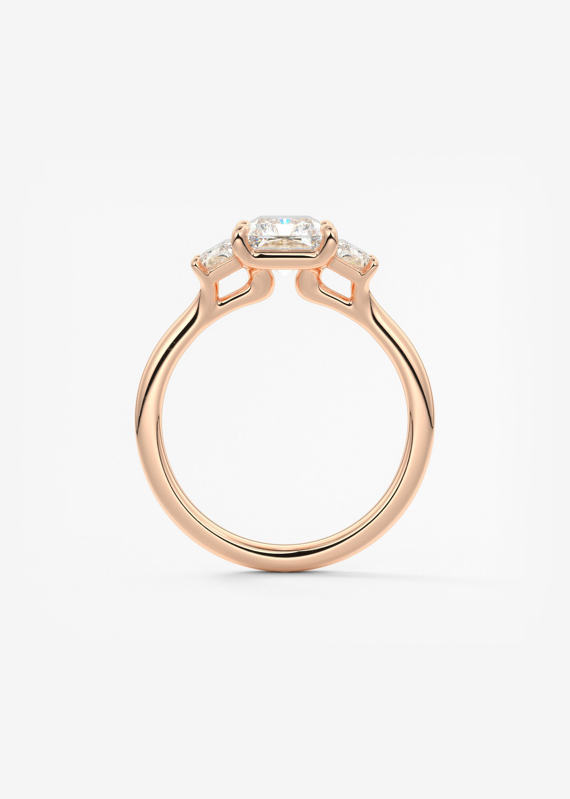 Radiant Three Stone Lab Grown Diamond Engagement Ring