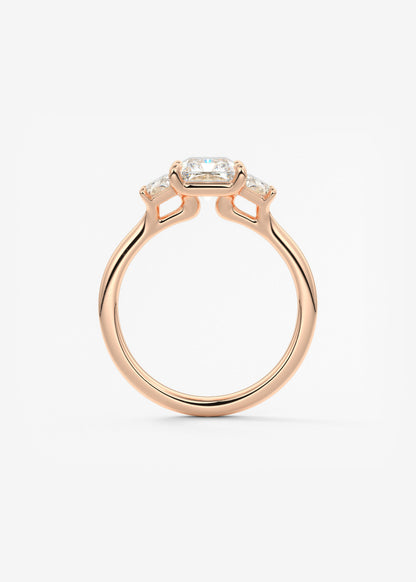 Radiant Three Stone Lab Grown Diamond Engagement Ring
