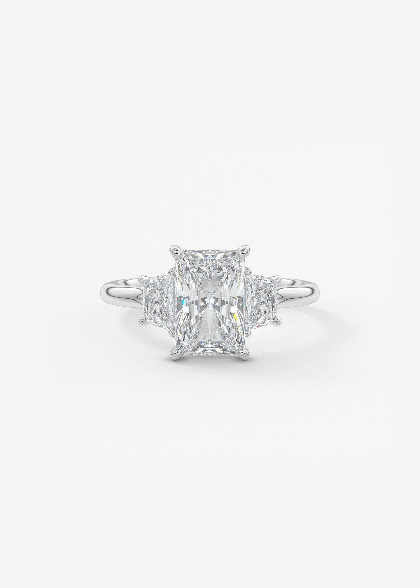 Radiant Three Stone Lab Grown Diamond Engagement Ring