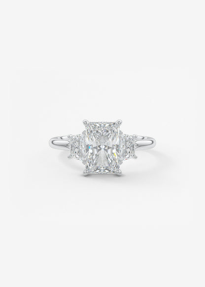 Radiant Three Stone Lab Grown Diamond Engagement Ring
