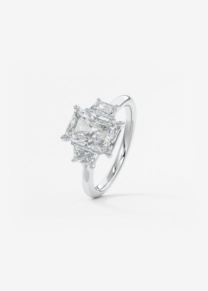 Radiant Three Stone Lab Grown Diamond Engagement Ring