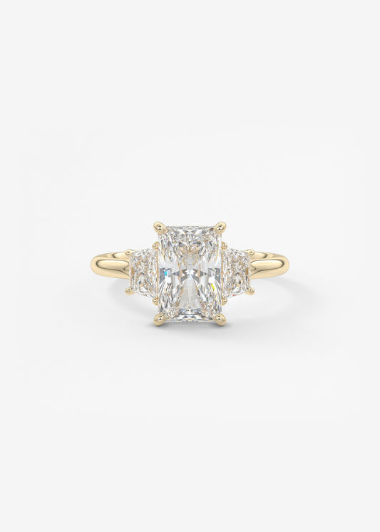 Radiant Three Stone Lab Grown Diamond Engagement Ring