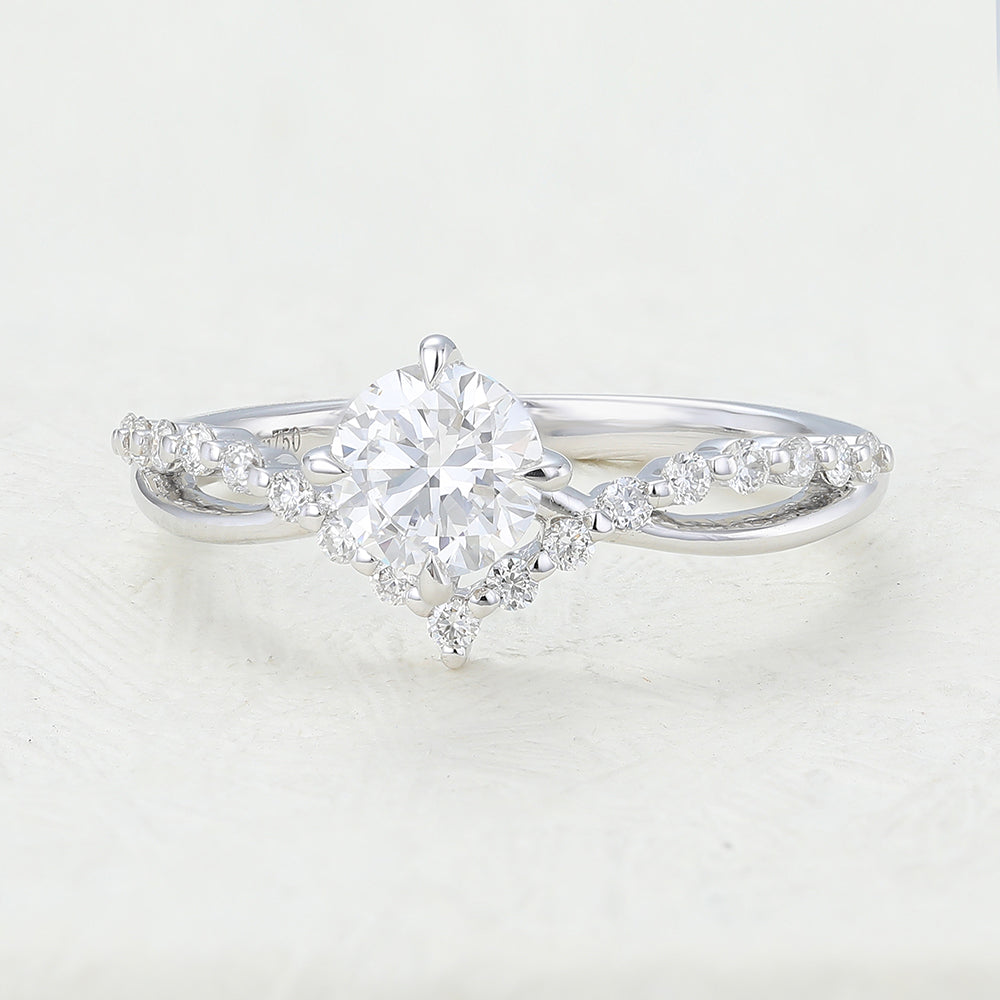 Round Pave Split Shank Lab-Grown Diamond Engagement Ring