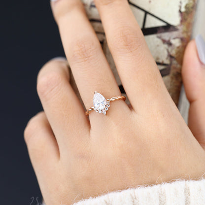 Pear Cluster & Twisted Shank Lab-Grown Diamond Engagement Ring
