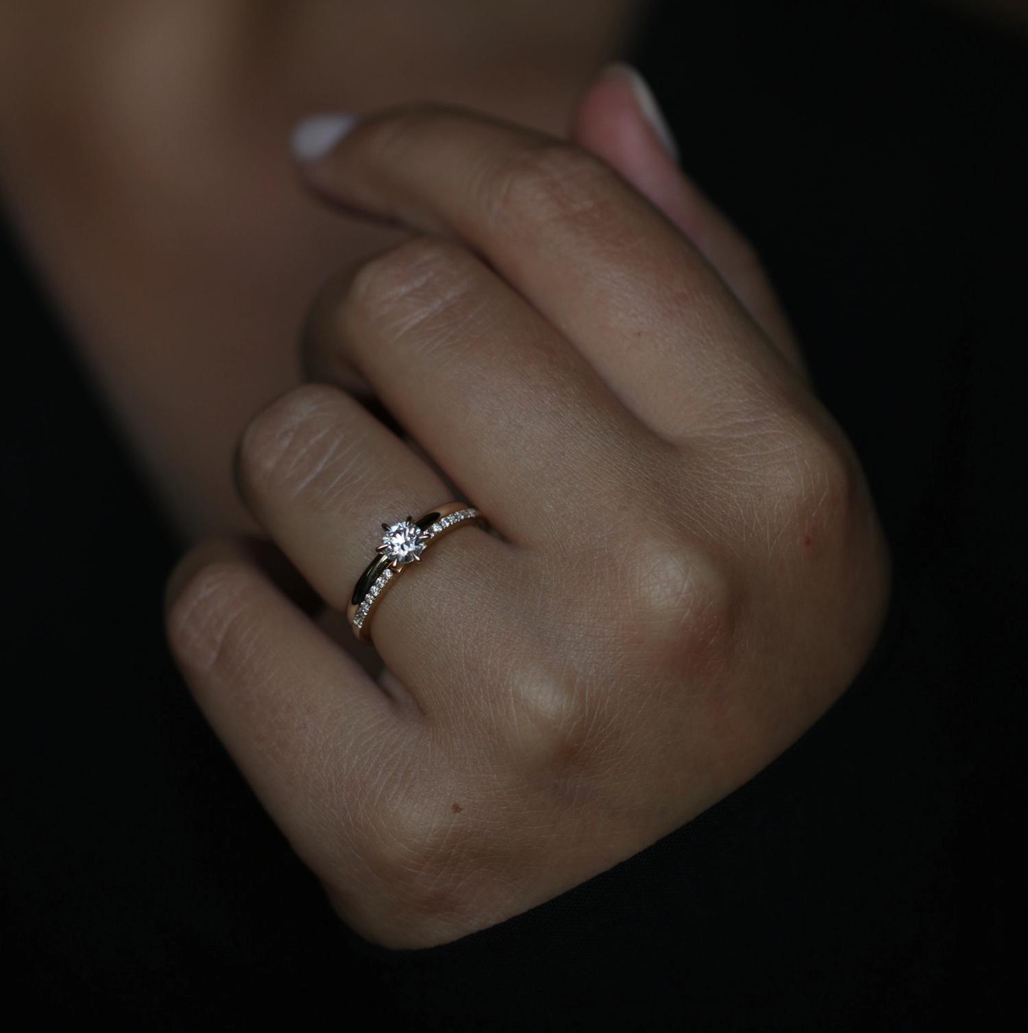 Round Cut Pave Lab Grown Diamond Engagement Ring