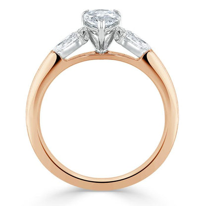 1.0 CT Pear Cut Moissanite Three Stone Engagement Ring 8