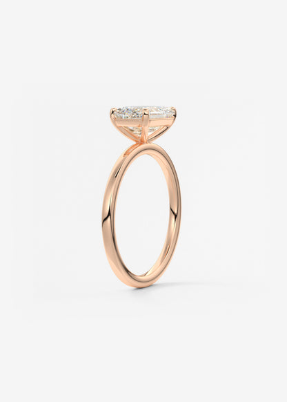 Emerald East West Solitaire Lab Grown Diamond Engagement Ring