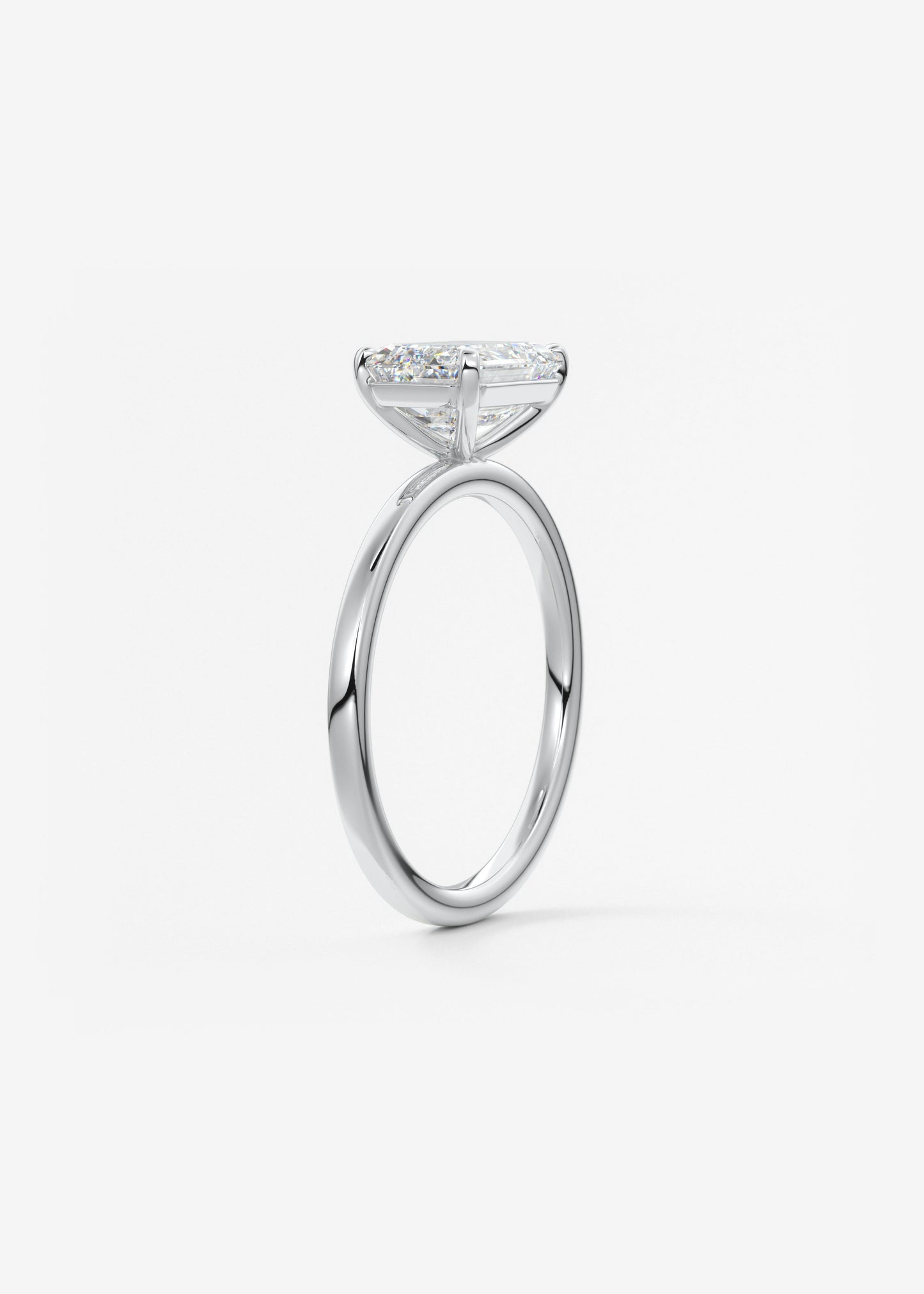 Emerald East West Solitaire Lab Grown Diamond Engagement Ring