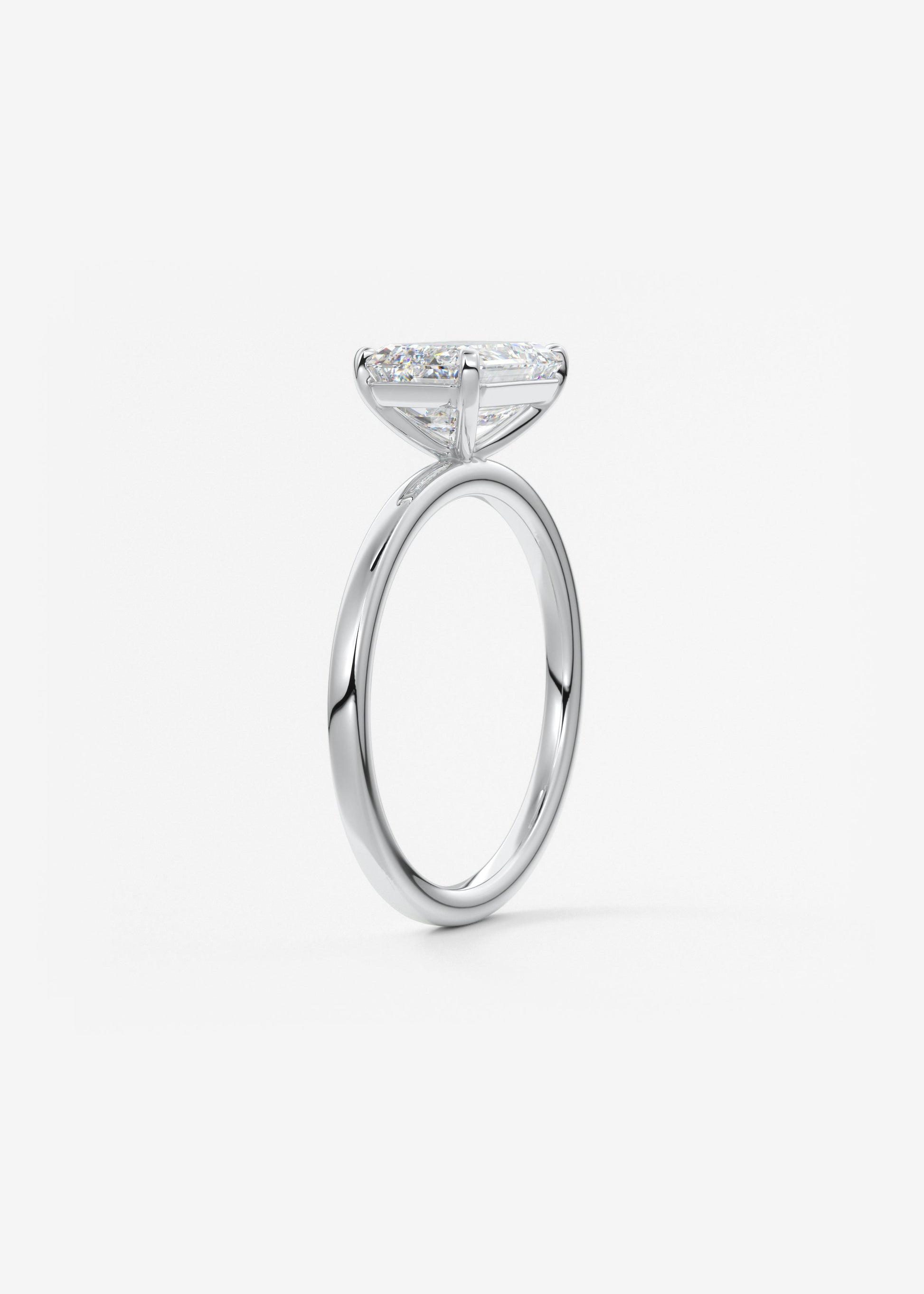 Emerald East West Solitaire Lab Grown Diamond Engagement Ring