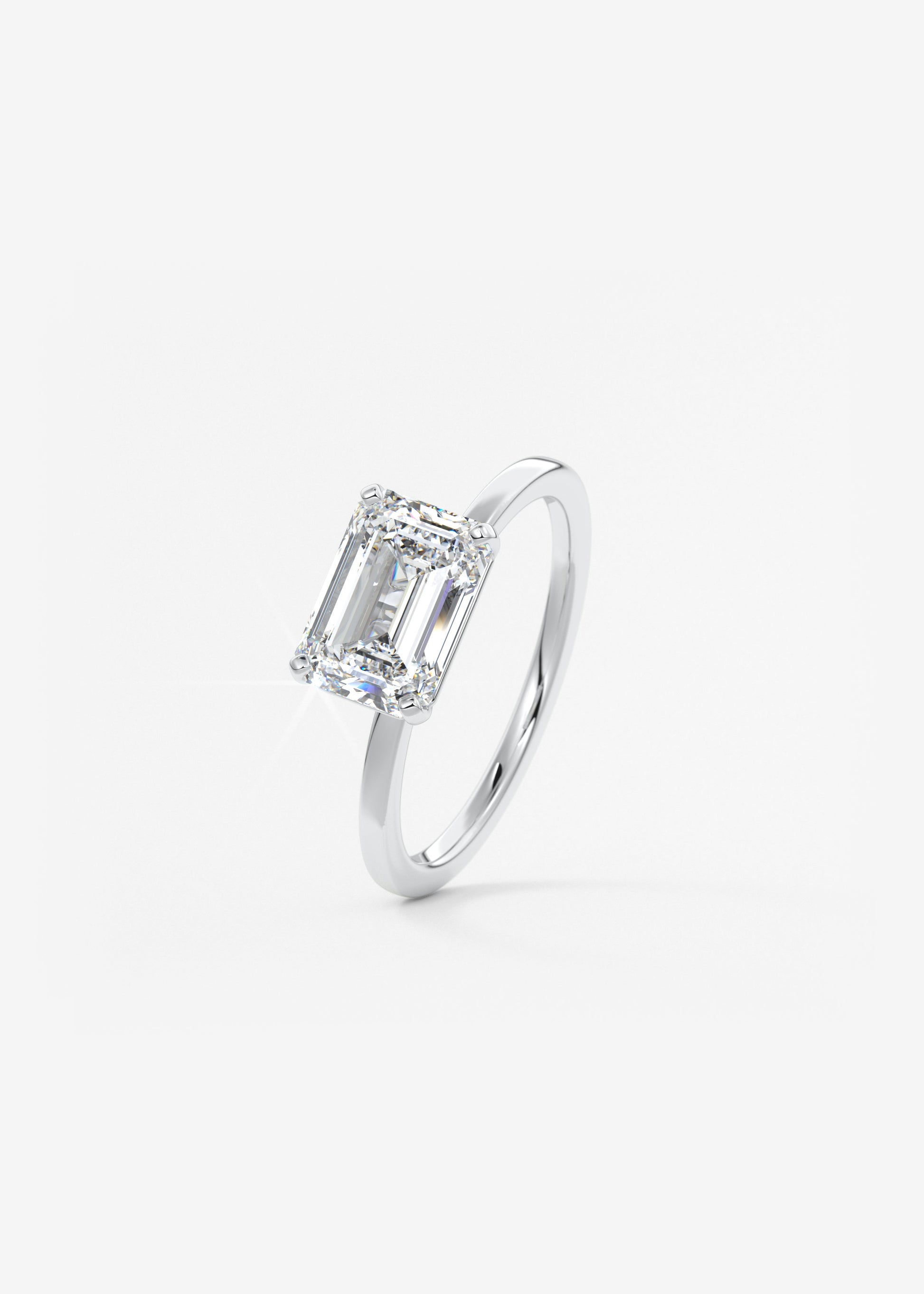 Emerald East West Solitaire Lab Grown Diamond Engagement Ring