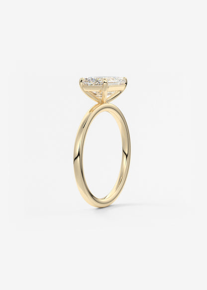Emerald East West Solitaire Lab Grown Diamond Engagement Ring
