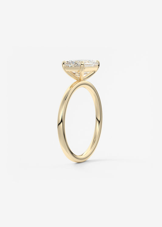 Emerald East West Solitaire Lab Grown Diamond Engagement Ring
