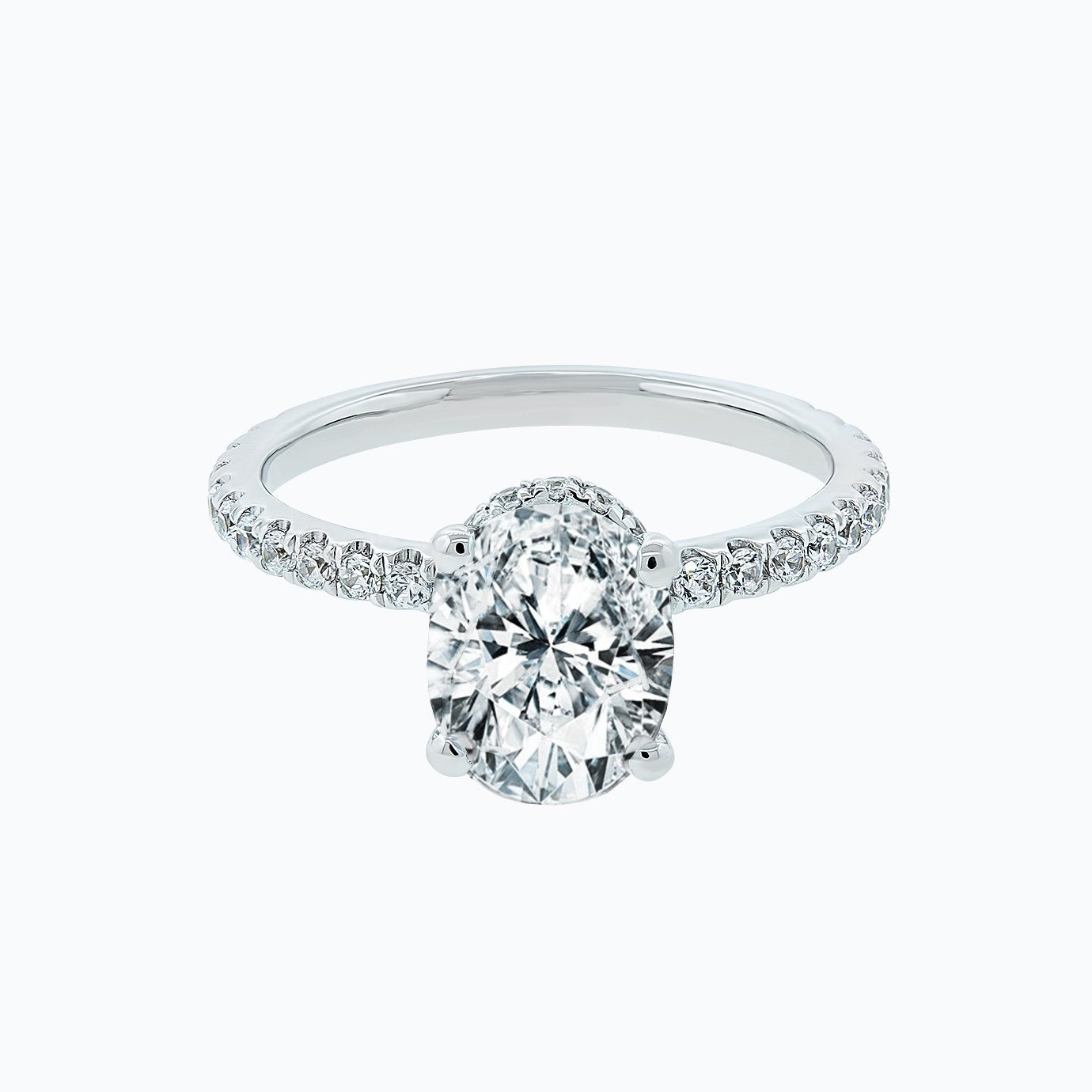 Oval Hidden Halo & Pave Lab Grown Diamond Engagement Ring