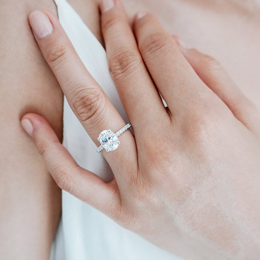 Oval Hidden Halo & Pave Lab Grown Diamond Engagement Ring