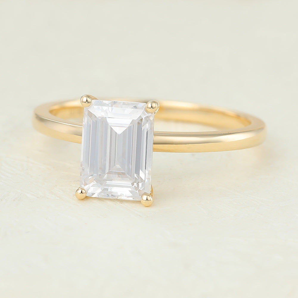 Emerald Solitaire Lab-Grown Diamond Engagement Ring