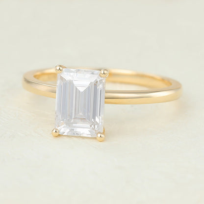 Emerald Solitaire Lab-Grown Diamond Engagement Ring