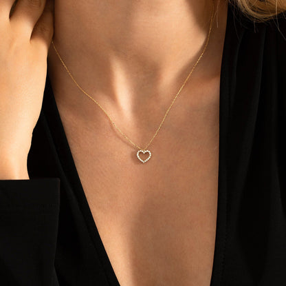 0.3 TCW Round Shape Moissanite Heart Style Necklace