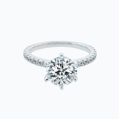 Round Pave Lab Grown Diamond Engagement Ring