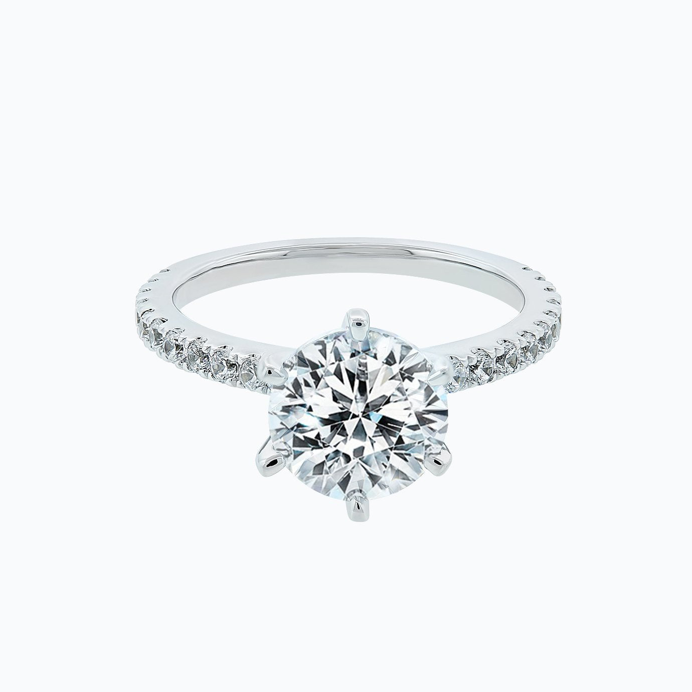 2.0 CT Round Shaped Moissanite Solitaire Pave Setting Engagement Ring 1