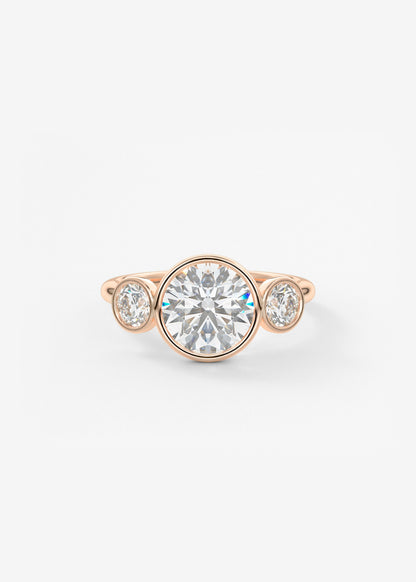 Round Three Stone Lab Grown Diamond Engagement Ring