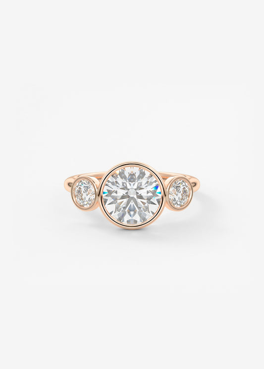 Round Three Stone Lab Grown Diamond Engagement Ring