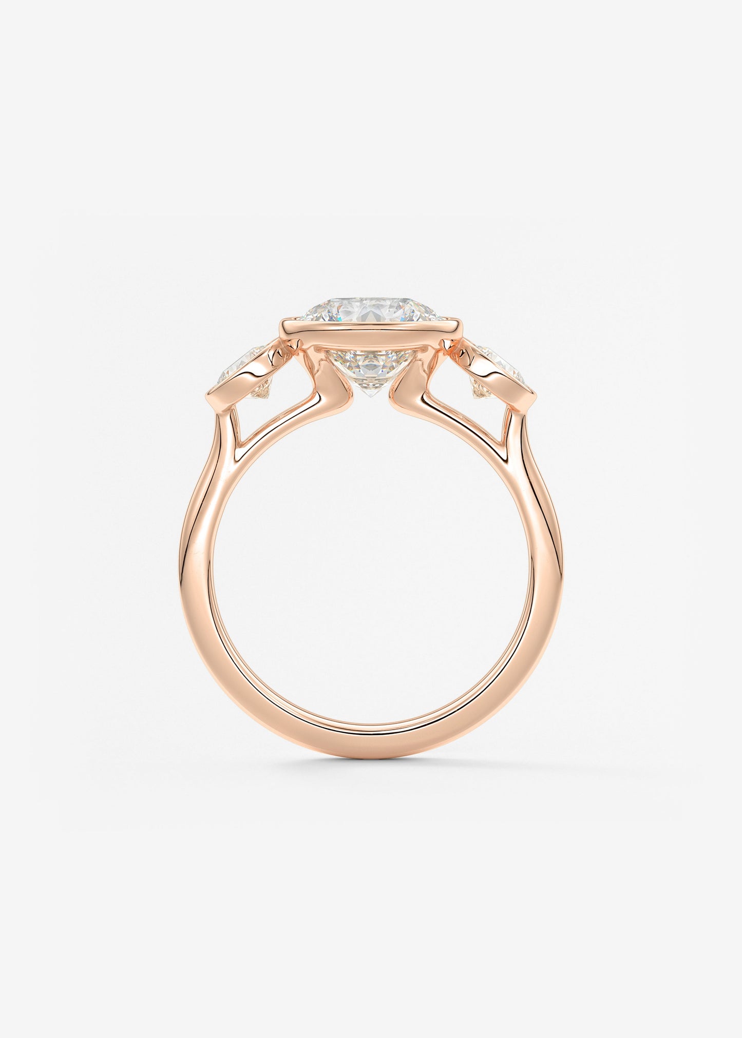 Round Three Stone Lab Grown Diamond Engagement Ring