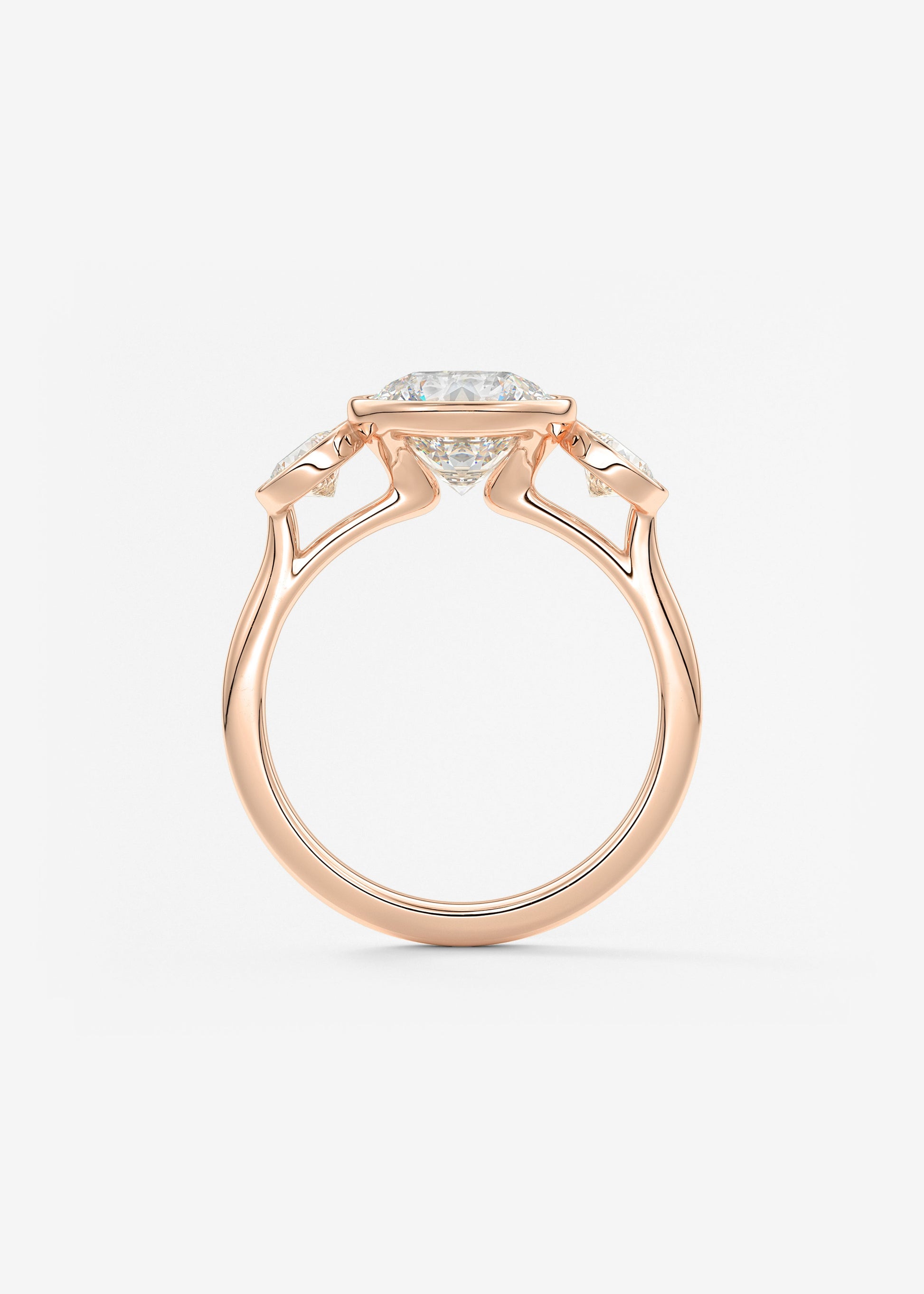 Round Three Stone Lab Grown Diamond Engagement Ring