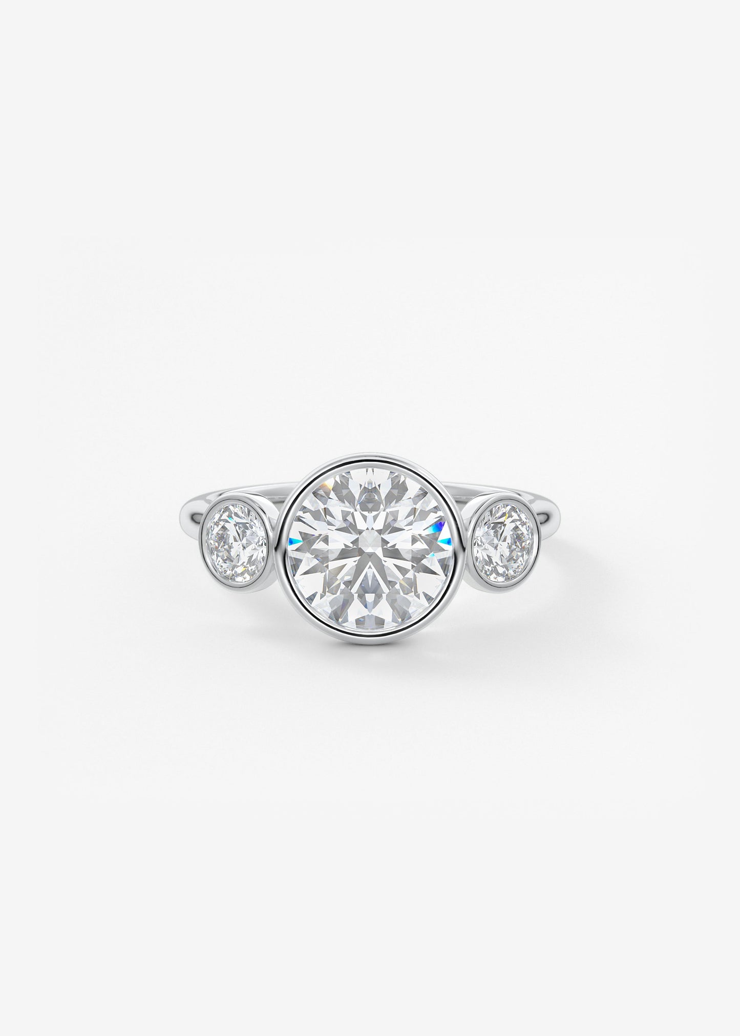 Round Three Stone Lab Grown Diamond Engagement Ring