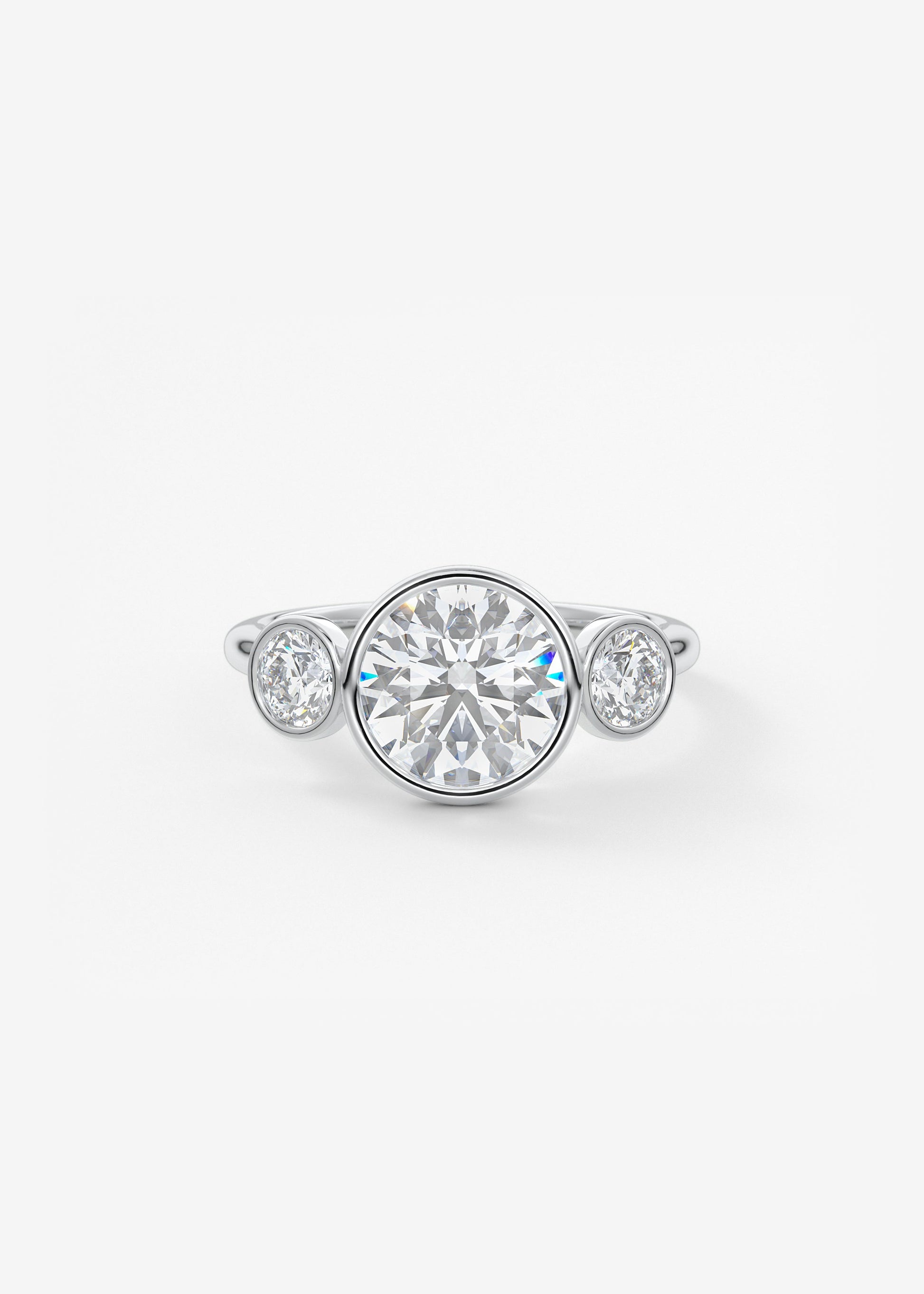 Round Three Stone Lab Grown Diamond Engagement Ring