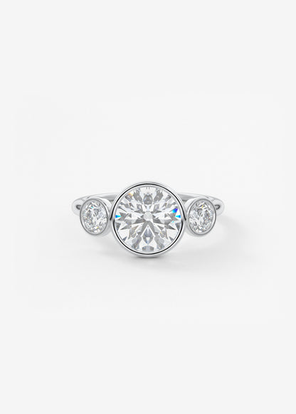 Round Three Stone Lab Grown Diamond Engagement Ring