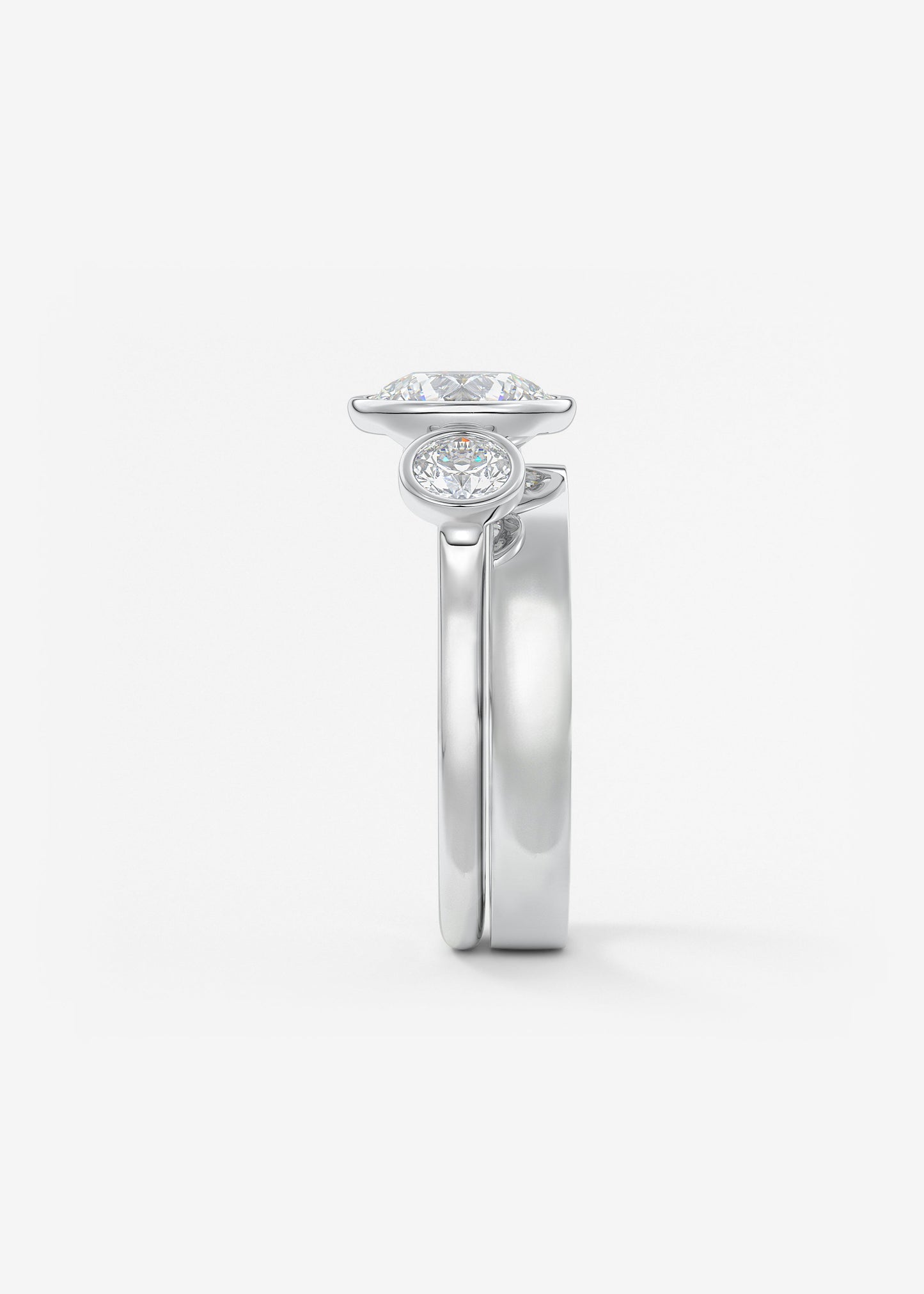 Round Three Stone Lab Grown Diamond Engagement Ring