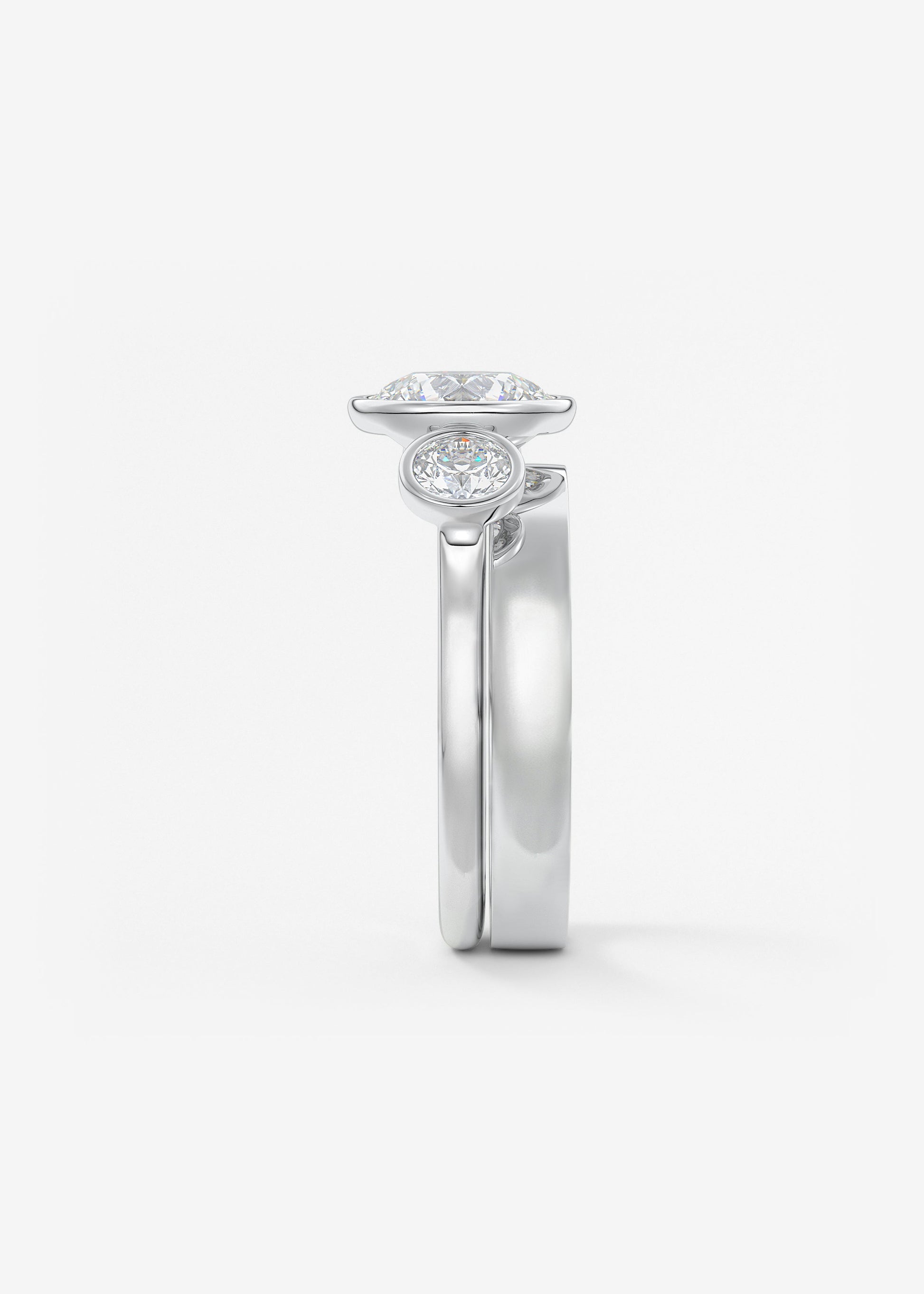 Round Three Stone Lab Grown Diamond Engagement Ring