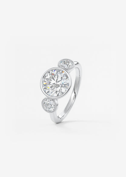 Round Three Stone Lab Grown Diamond Engagement Ring