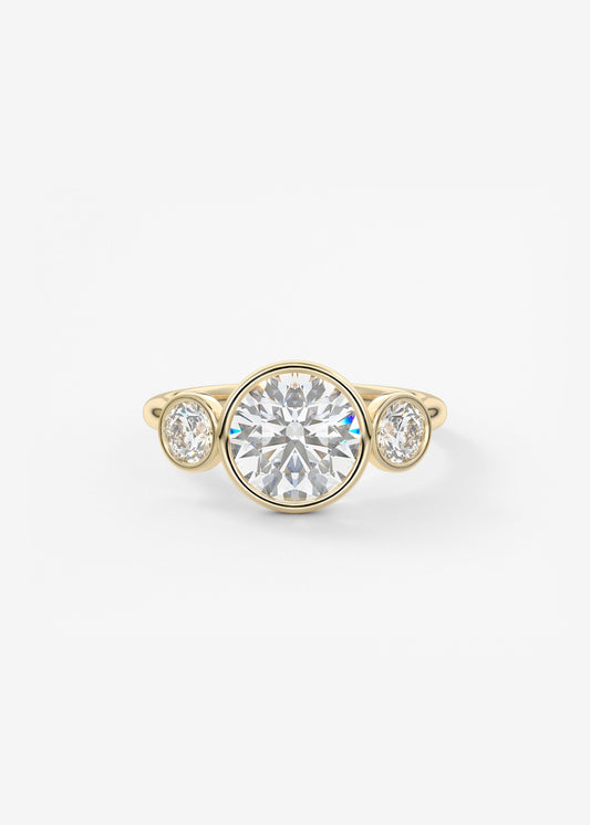 Round Three Stone Lab Grown Diamond Engagement Ring