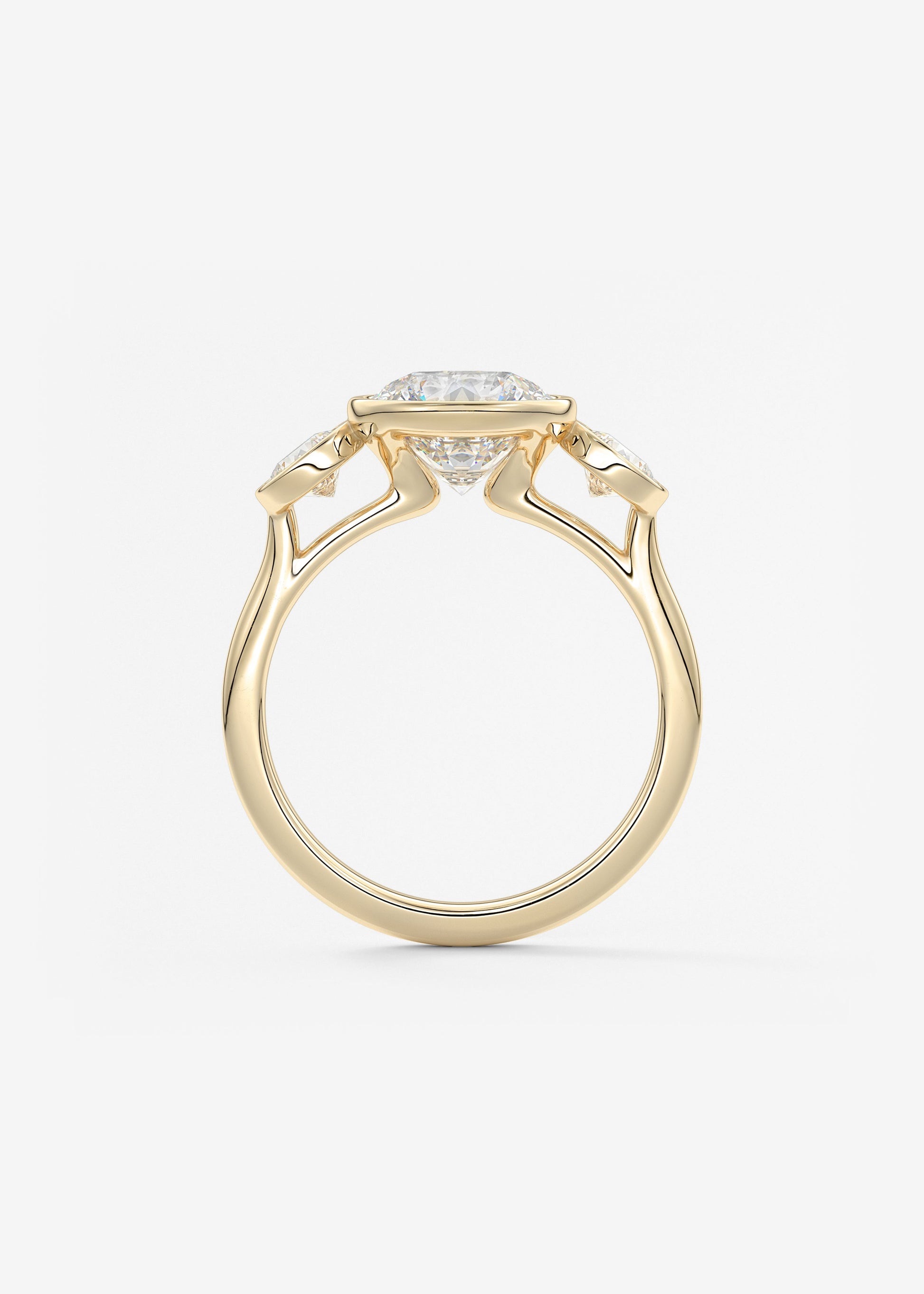Round Three Stone Lab Grown Diamond Engagement Ring