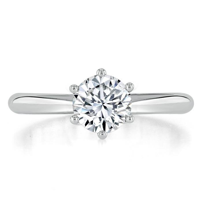 0.75 CT Round Cut Solitaire Moissanite Engagement Ring 1