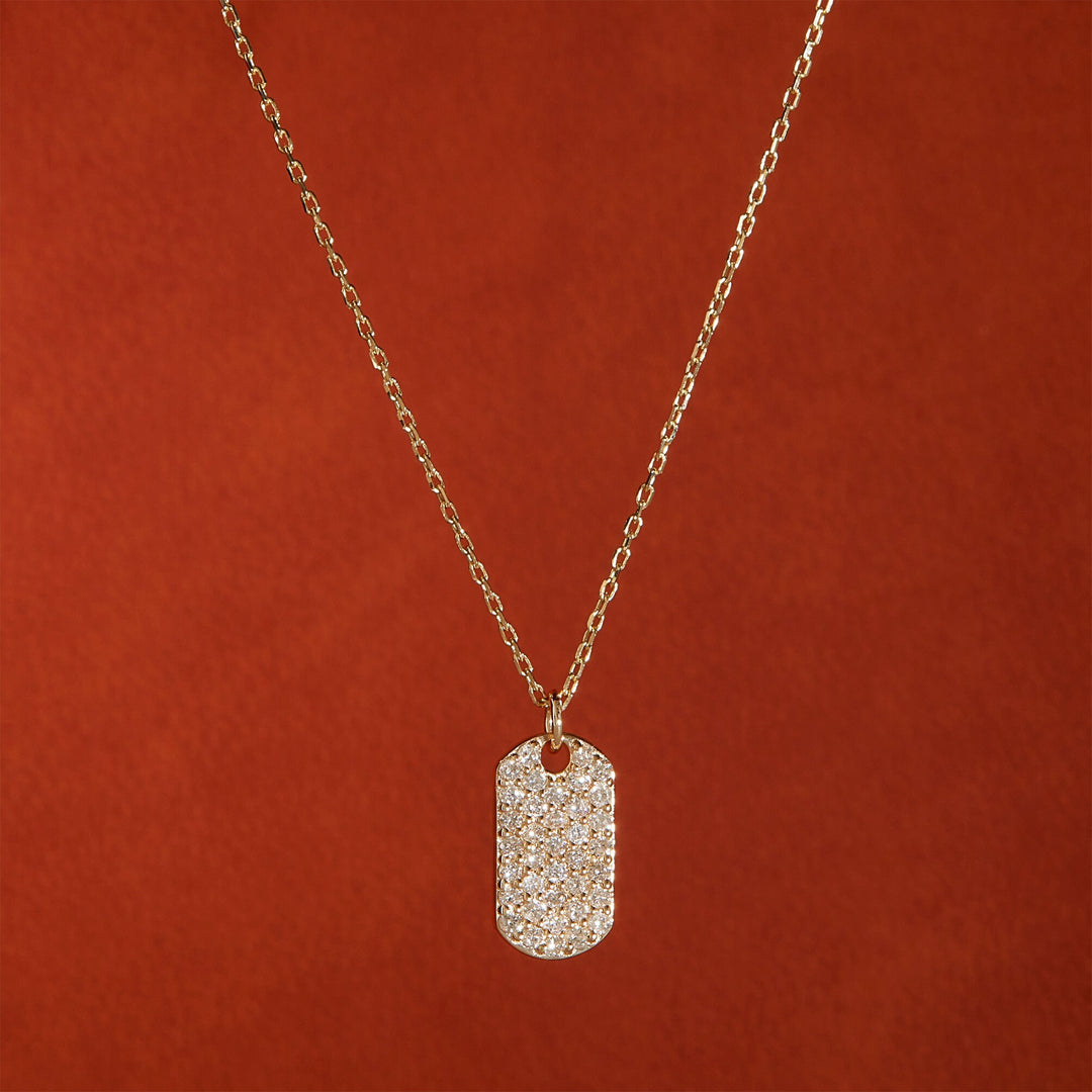 0.3 TCW Round Shaped Moissanite Tag Necklace